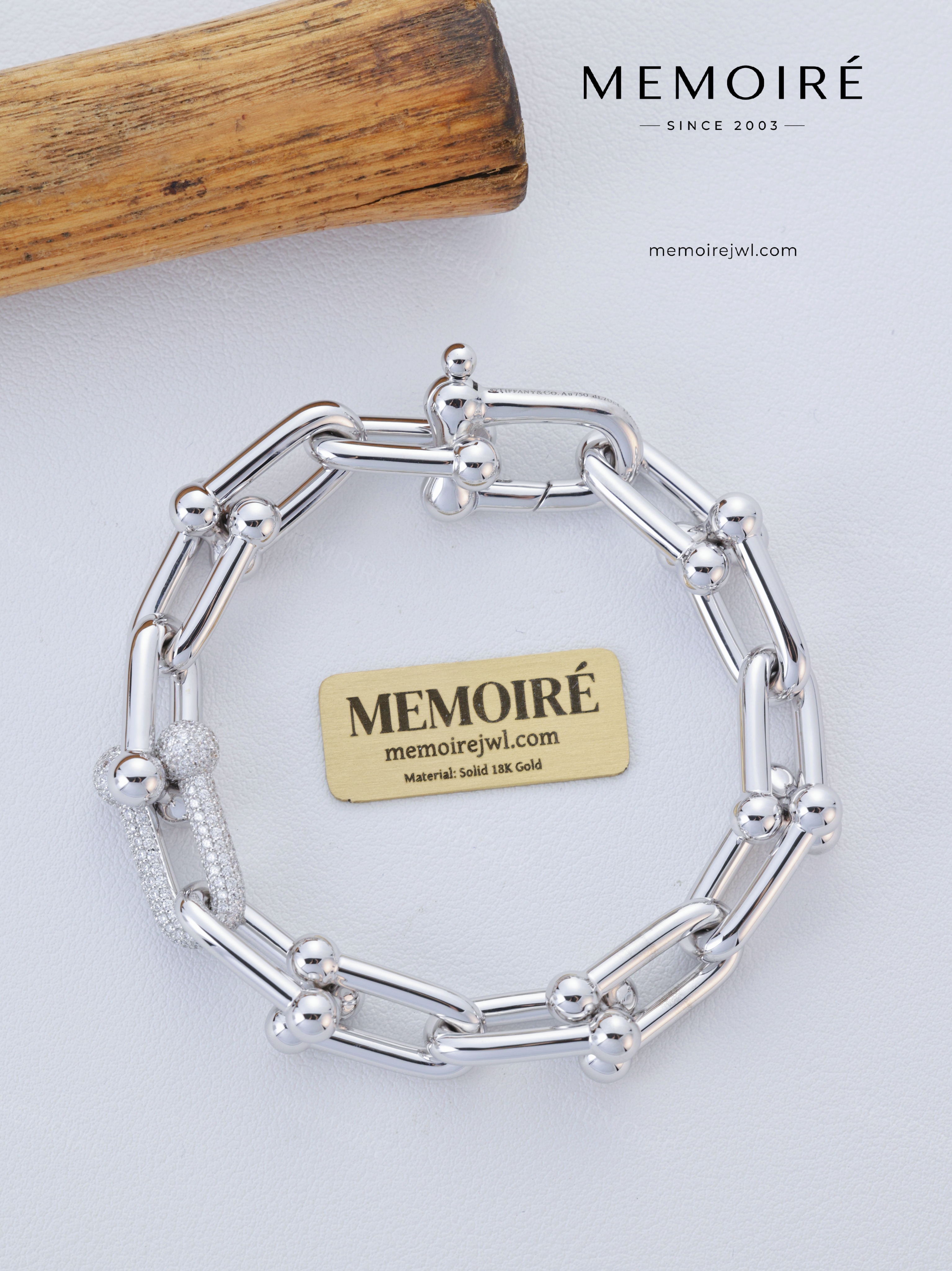 MEMOIRÉ 18K White Gold Large Heart Bracelet